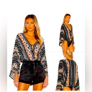 Free People For You Bodysuit in Black Combo Medium
